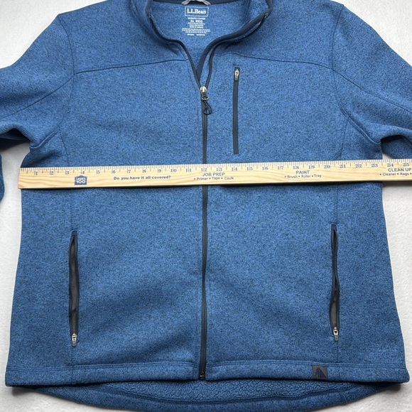 LL Bean men's Sweater Fleece jacket XL slightly fitted polyester full zip blue - Picture 3 of 6